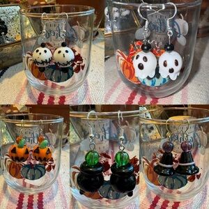 Hand Crafted Lampwork Glass Halloween Earrings